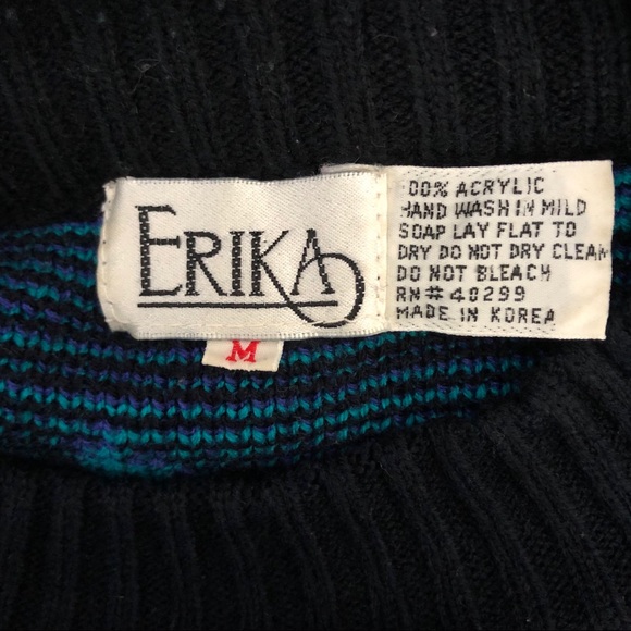 Erika Vintage Purple Rose Crew Neck Sweater Medium 90s Y2K - Picture 5 of 9